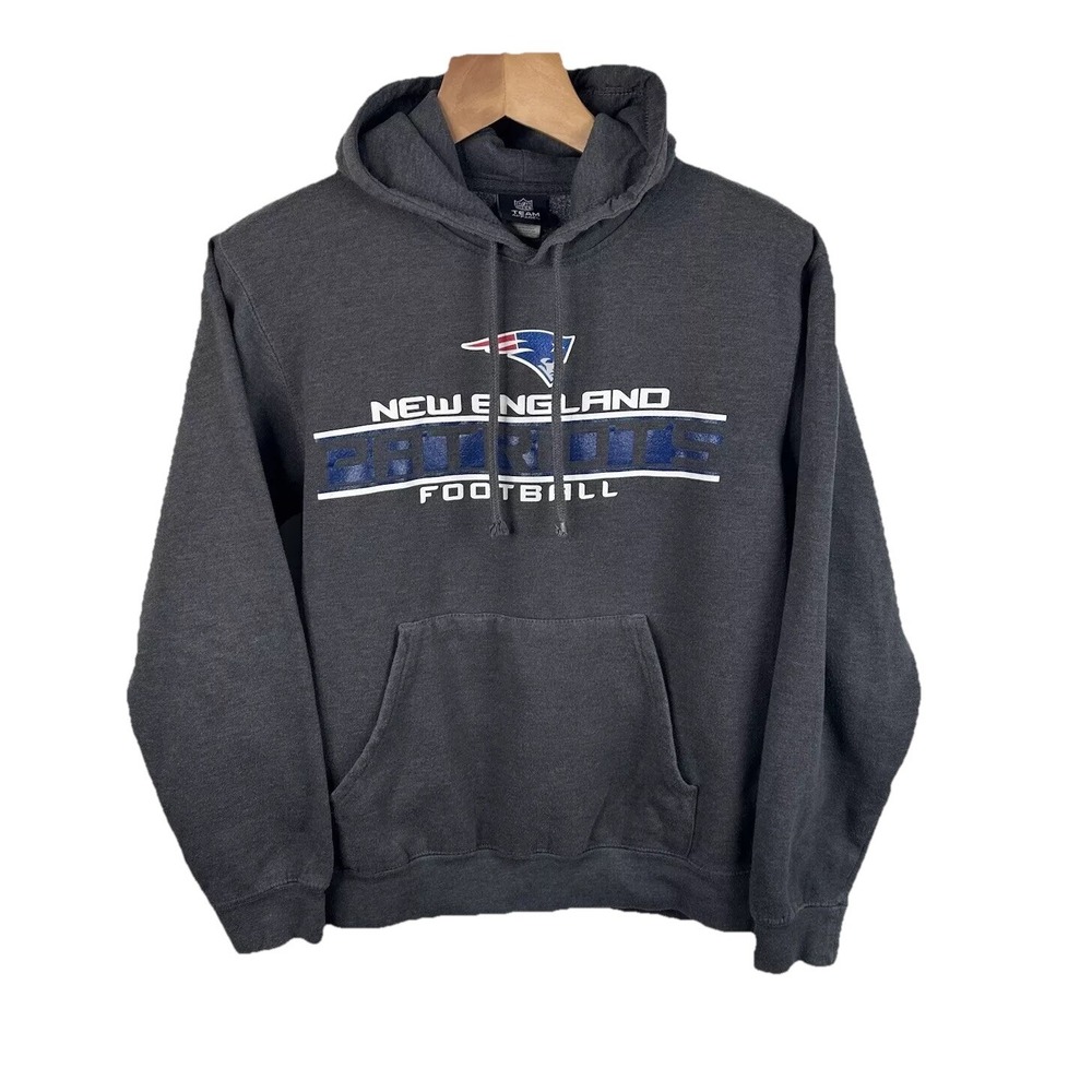 NFL Team Apparel New England Patriots Football Hoodie Gray Pocket Mens‎ M